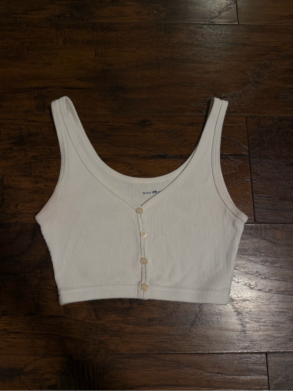 Brandy Melville Ribbed Button-Front Crop Tank Top - white